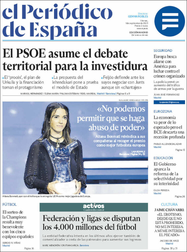 Portada de El Periódico de España (Espa&ntilde;a)