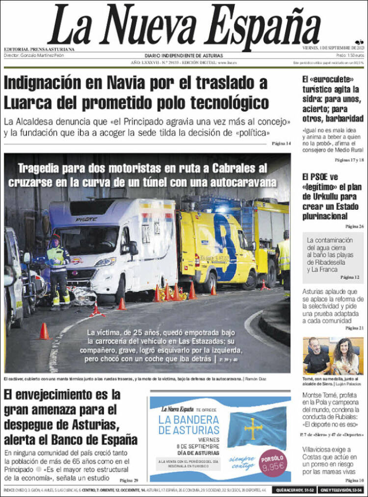 Portada de La Nueva España (Espa&ntilde;a)