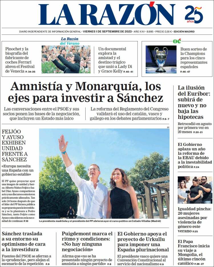 Portada de La Razón (Espa&ntilde;a)