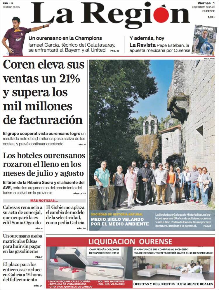 Portada de La Región de Ourense (Espa&ntilde;a)