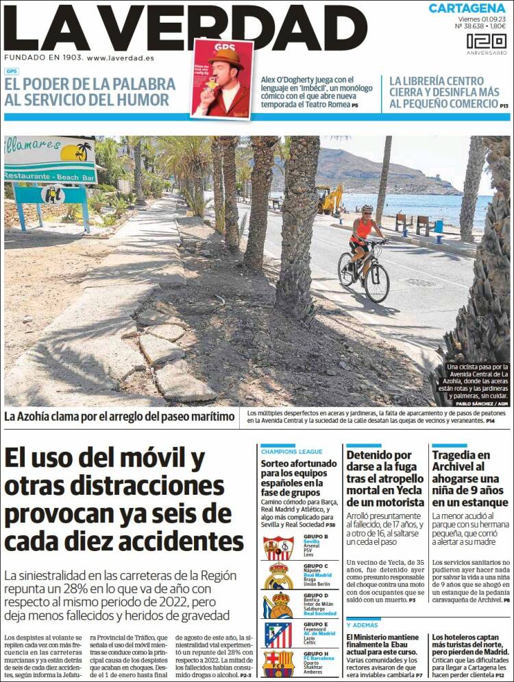 Portada de La Verdad de Cartagena (Espa&ntilde;a)