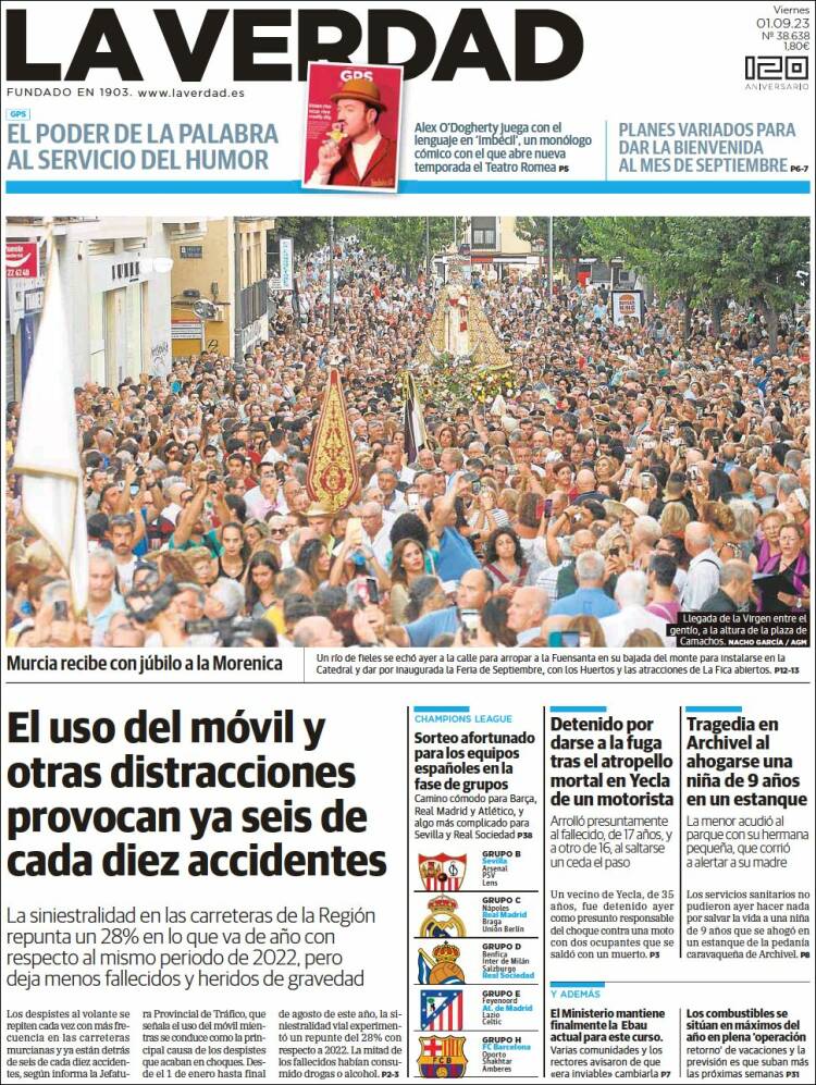 Portada de La Verdad de Murcia (Espa&ntilde;a)