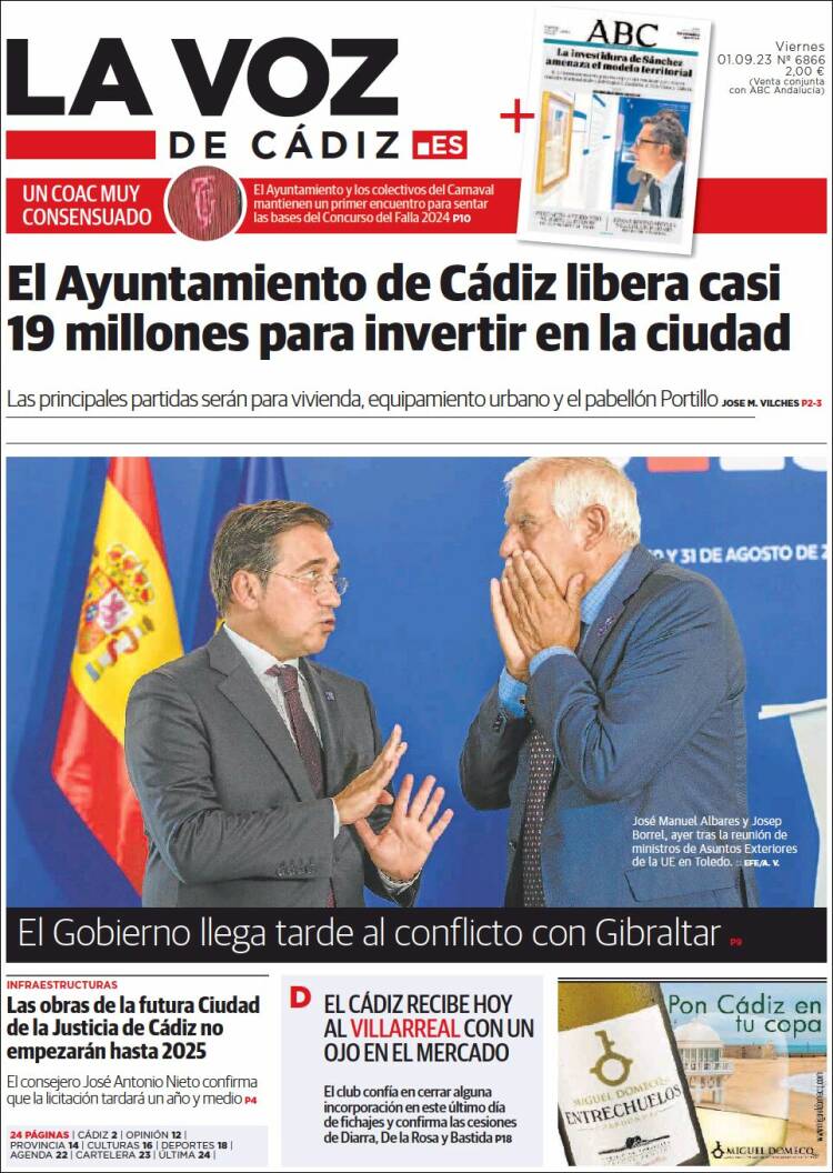 Portada de La Voz de Cádiz (Espa&ntilde;a)