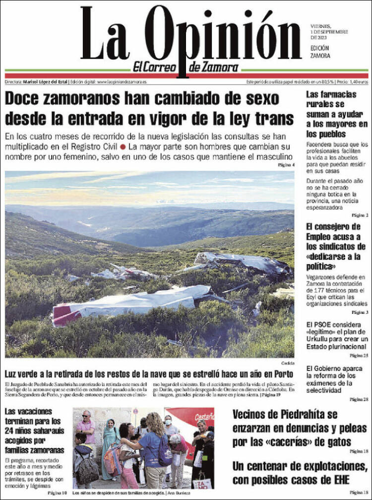 Portada de La Opinión - El Correo de Zamora (Espa&ntilde;a)