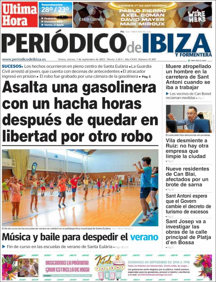 Portada de Periódico de Ibiza (Espa&ntilde;a)