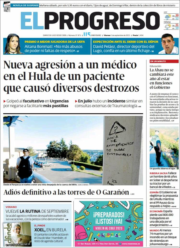 Portada de El Progreso (Espa&ntilde;a)