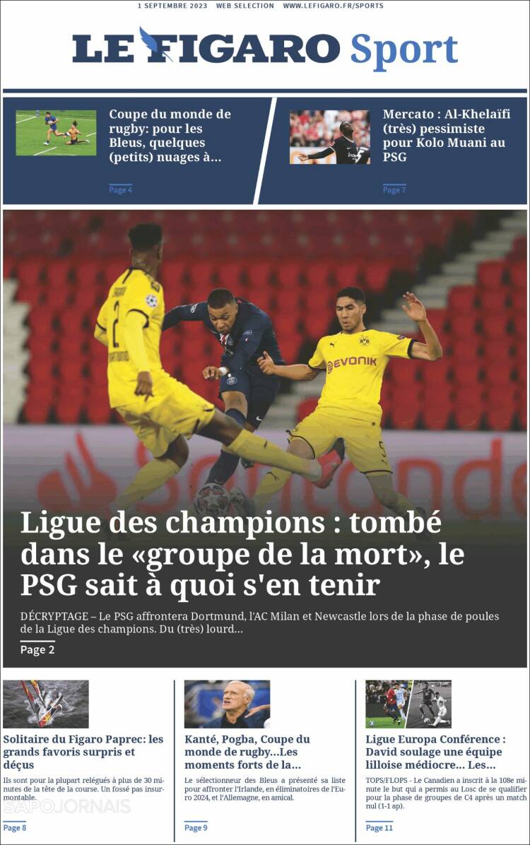 Portada de Le Figaro Sport (Francia)