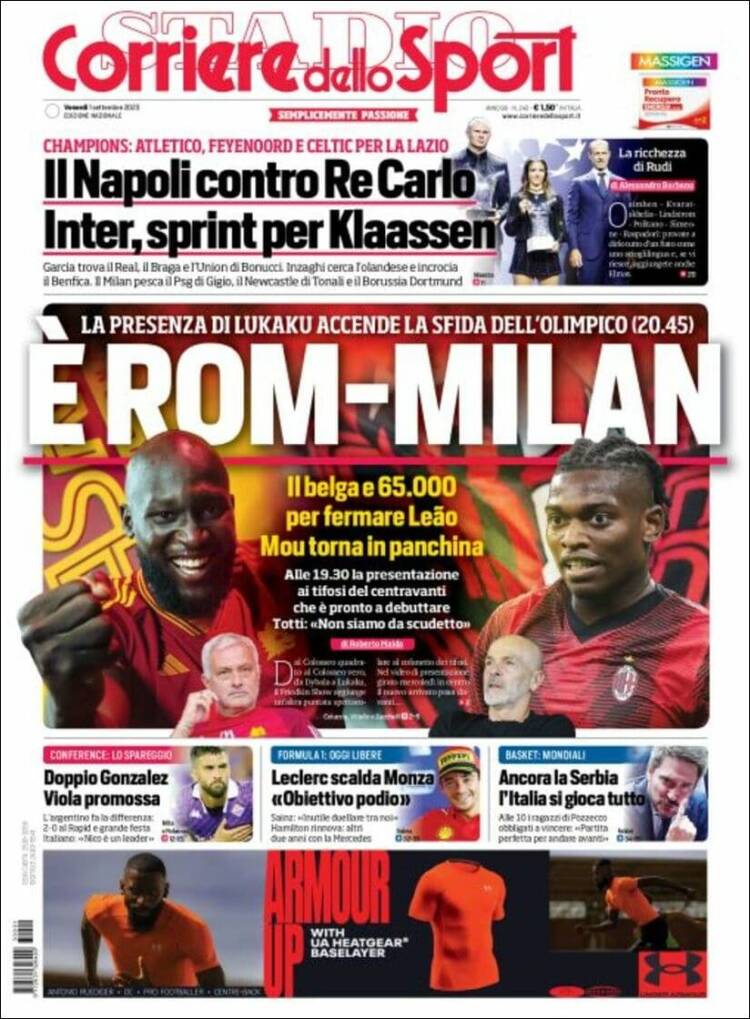 Portada de Corriere dello Sport (Italia)