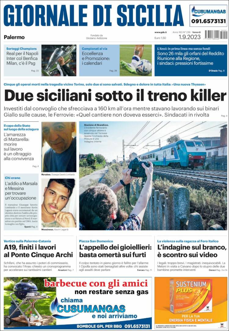 Portada de Giornale di Sicilia (Italia)