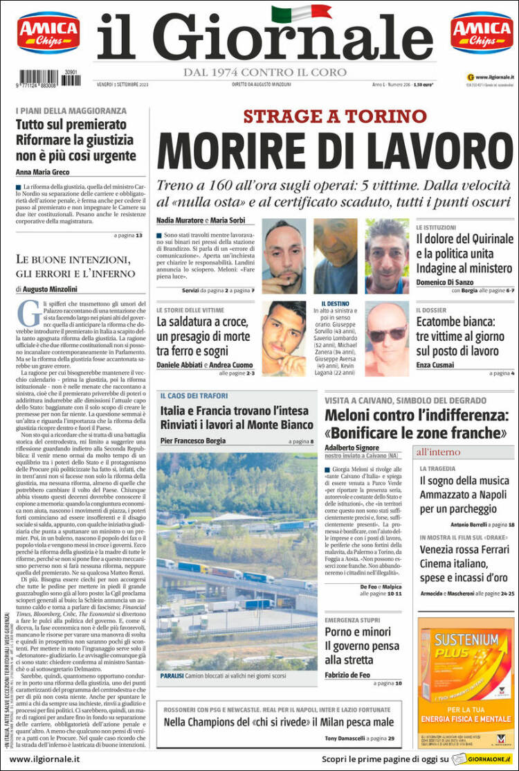 Portada de il Giornale (Italia)