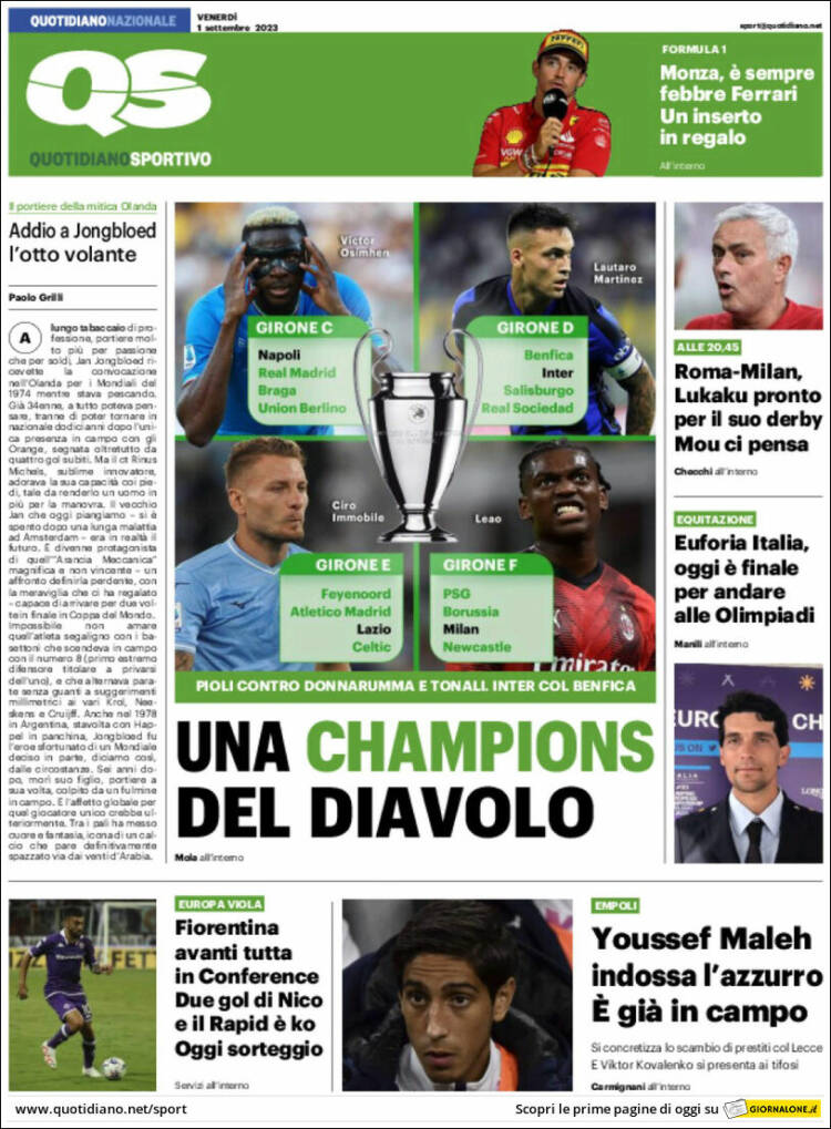 Portada de Quotidiano Sportivo (Italia)
