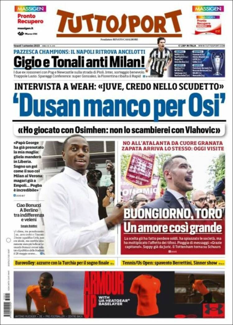 Portada de Tuttosport (Italia)