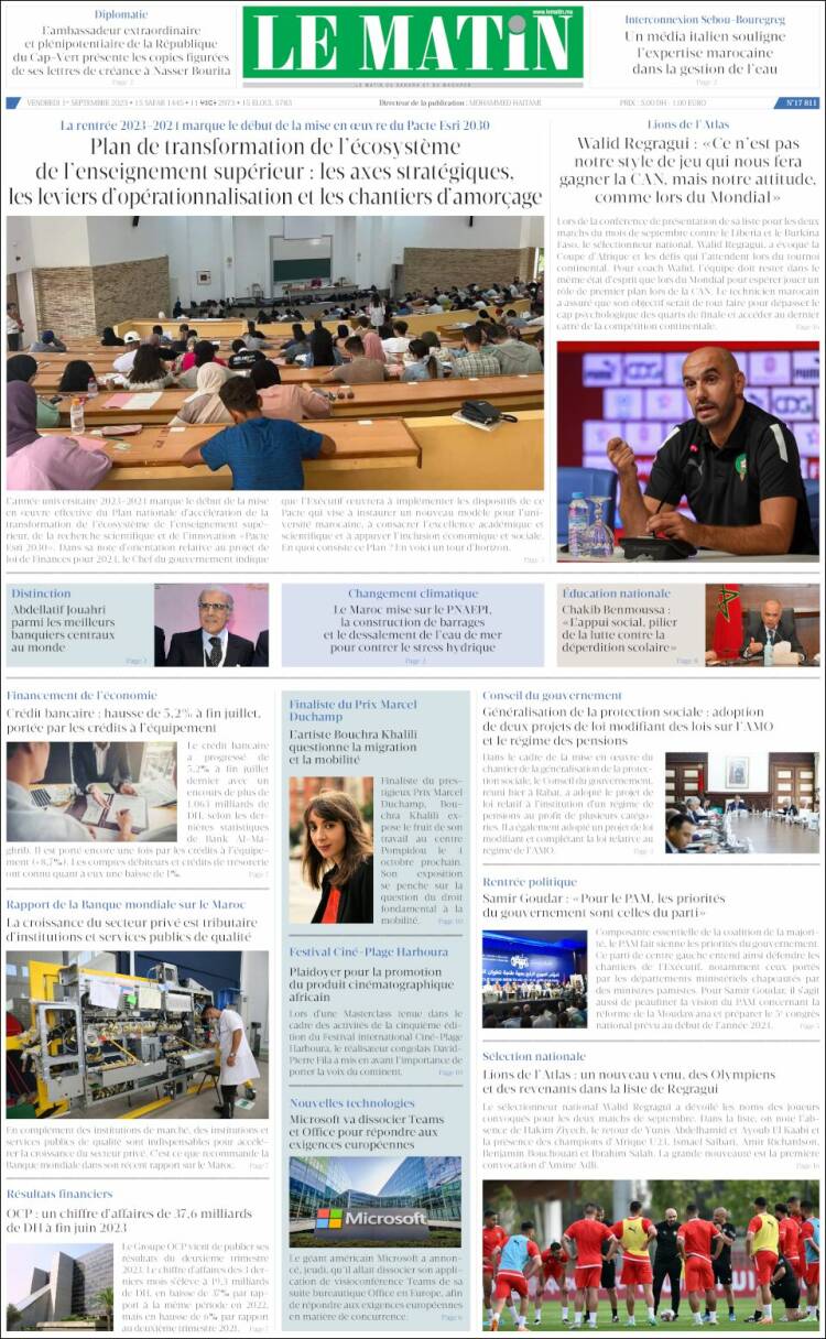 Portada de Le Matin (Marruecos)