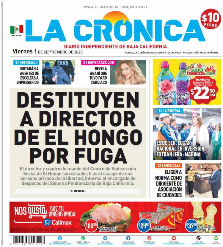 Portada de La Crónica de Baja California (M&eacute;xico)