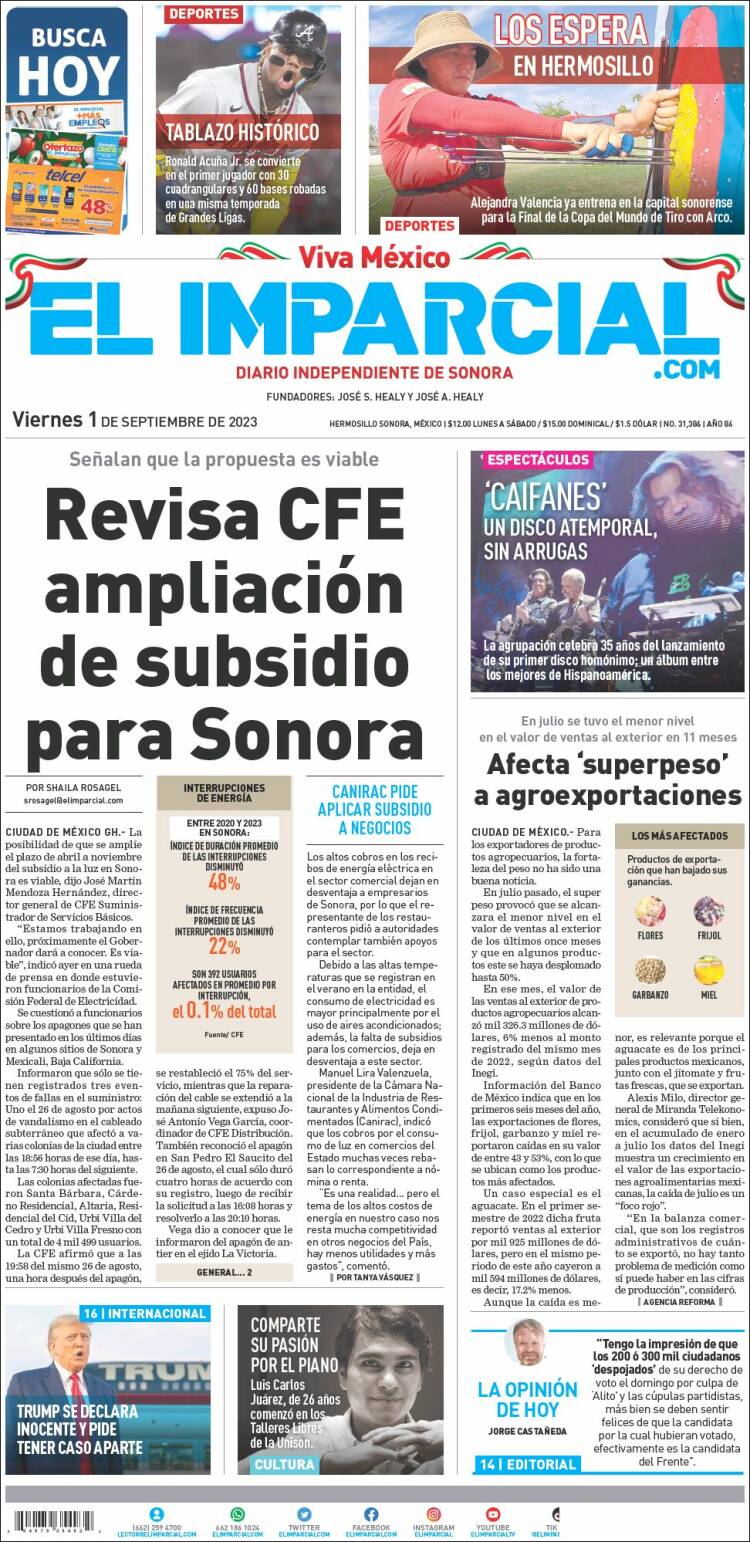 Portada de El Imparcial (M&eacute;xico)