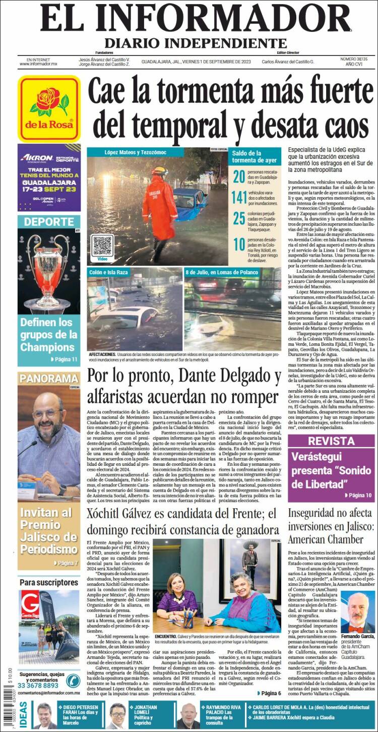 Portada de El Informador (M&eacute;xico)