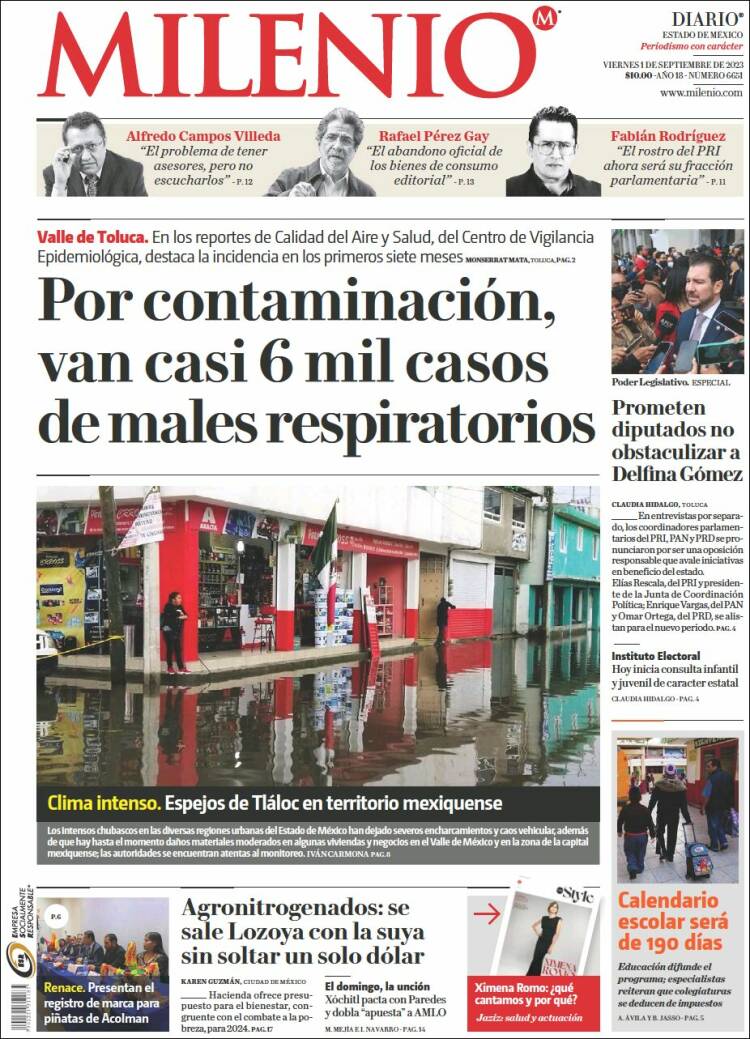 Portada de Milenio - Estado de México (M&eacute;xico)