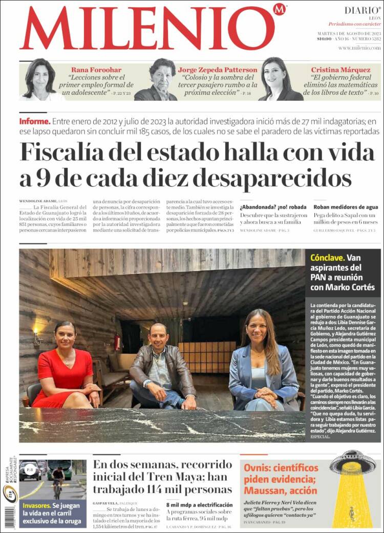 Portada de Milenio de León (M&eacute;xico)