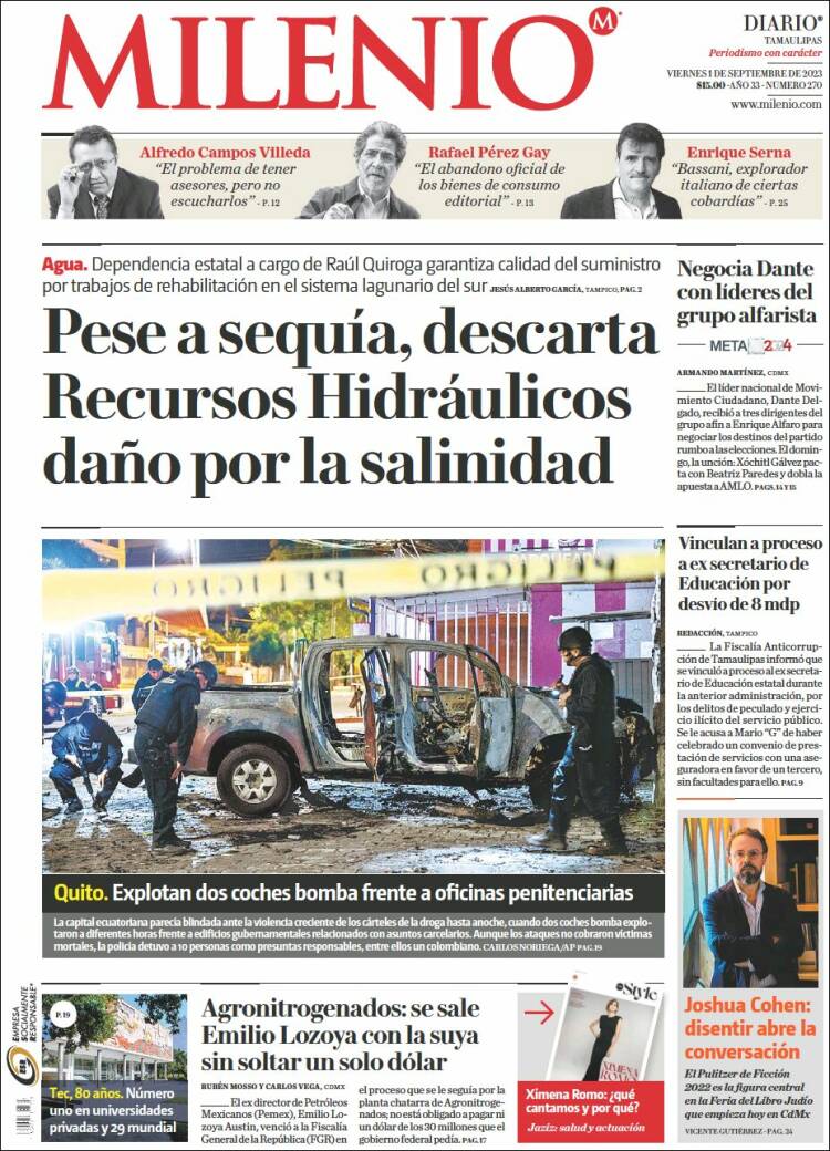 Portada de Milenio - Tamaulipas (M&eacute;xico)