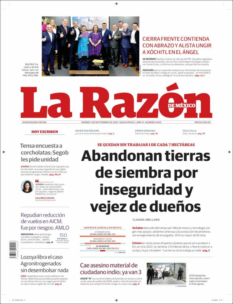 Portada de La Razón (M&eacute;xico)