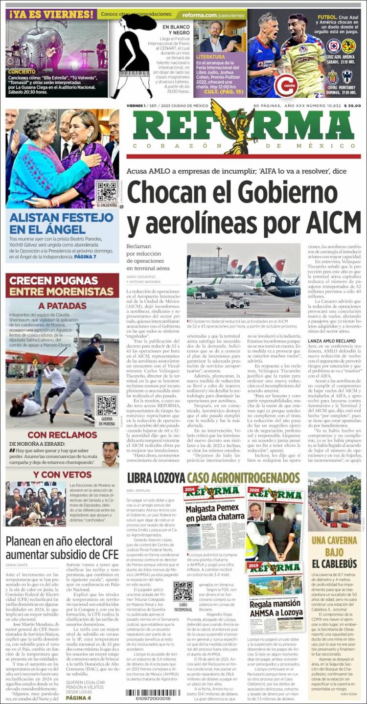 Portada de Reforma (M&eacute;xico)