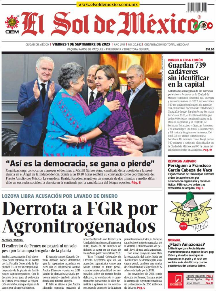 Portada de El Sol de México (M&eacute;xico)