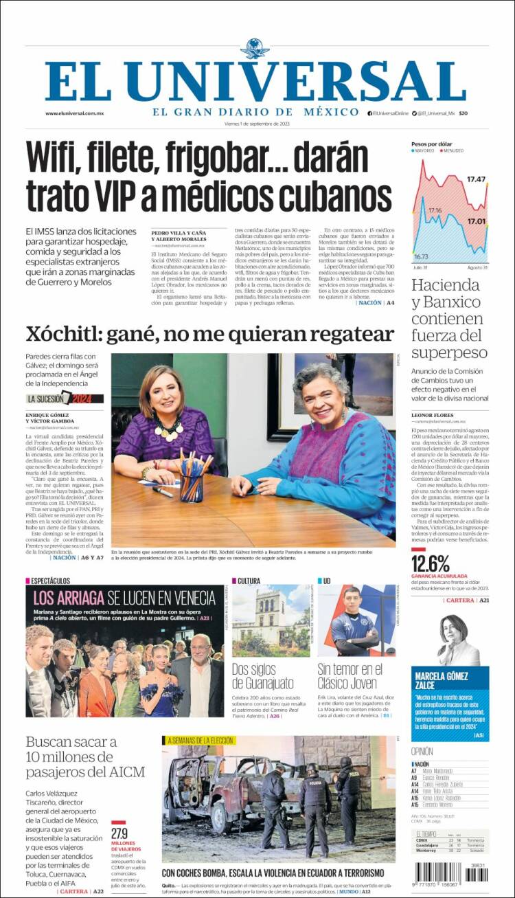 Portada de El Universal (M&eacute;xico)