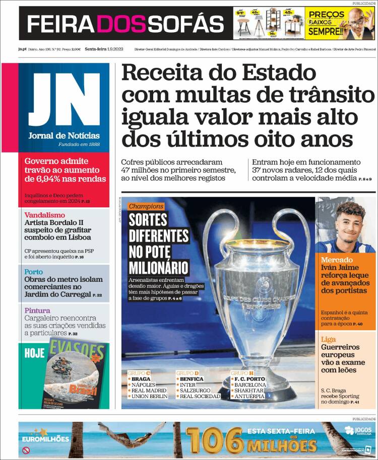 Portada de Jornal de Notícias (Portugal)
