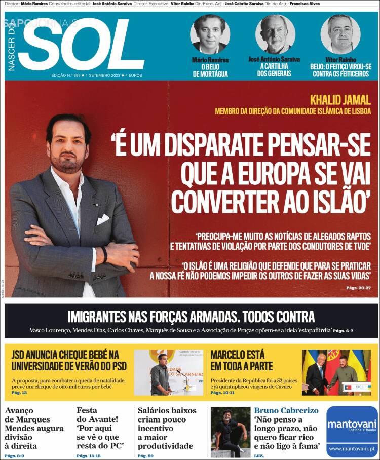 Portada de Jornal Sol (Portugal)