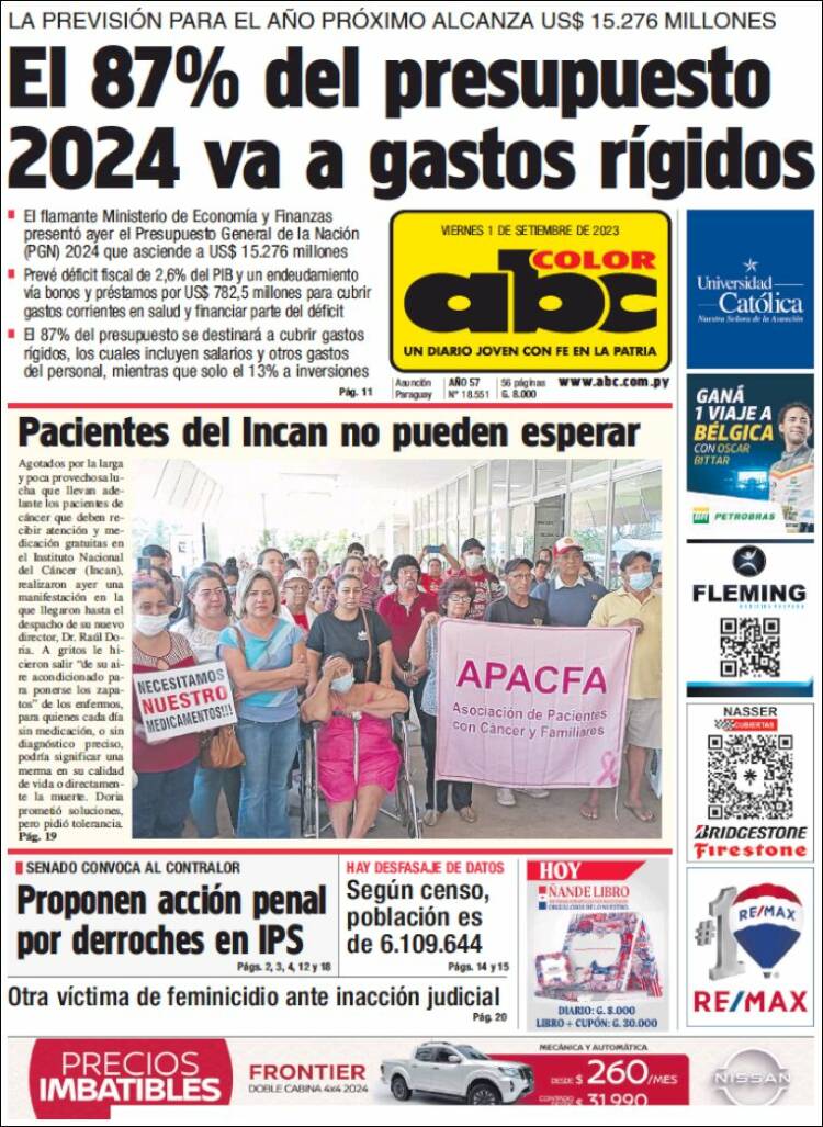 Portada de ABC Color (Paraguay)