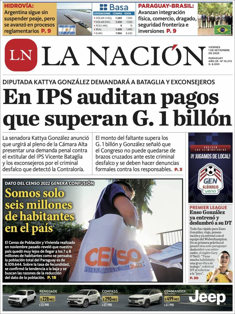 Portada de La Nación (Paraguay)