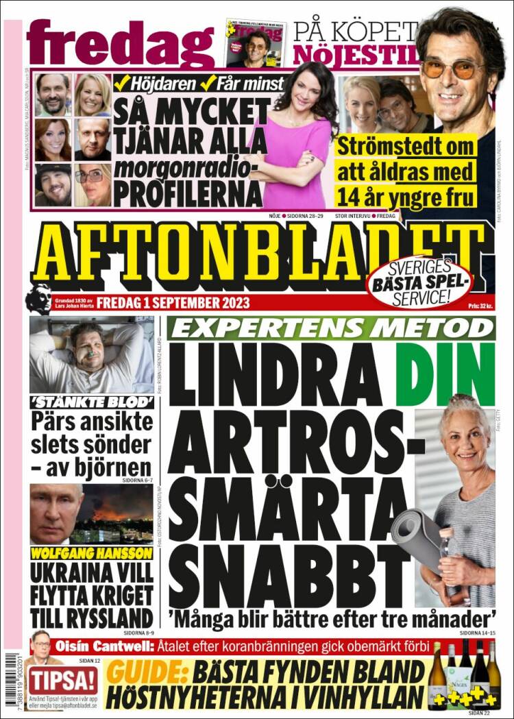 Portada de Aftonbladet (Suecia)