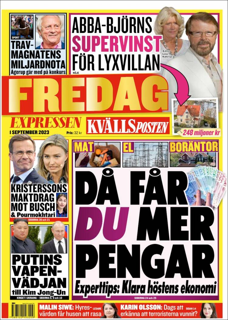 Portada de Kvällsposten (Suecia)