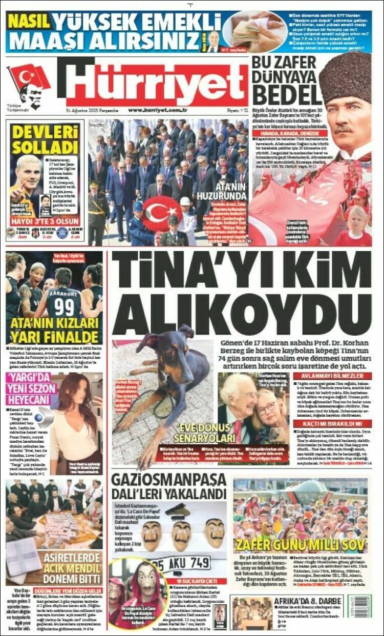 Portada de Hürriyet (Turqu&iacute;a)
