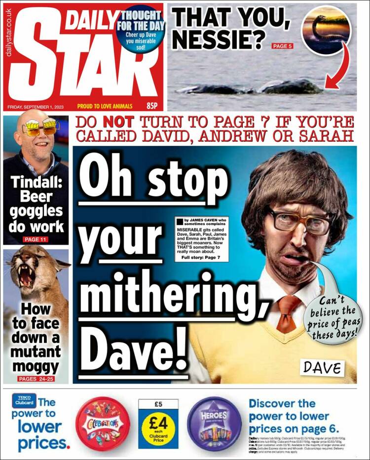 Portada de Daily Star (Reino Unido)
