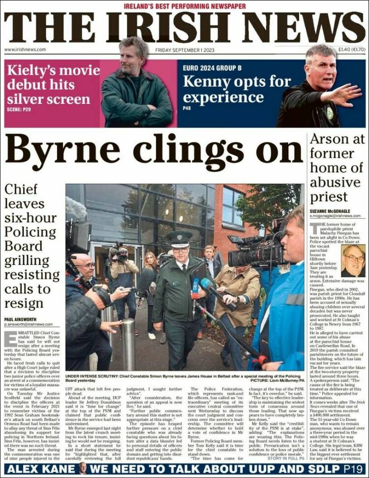 Portada de Irish News (Reino Unido)