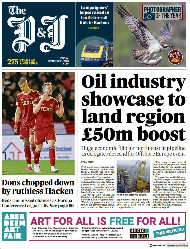 Portada de The Press and Journal (Reino Unido)