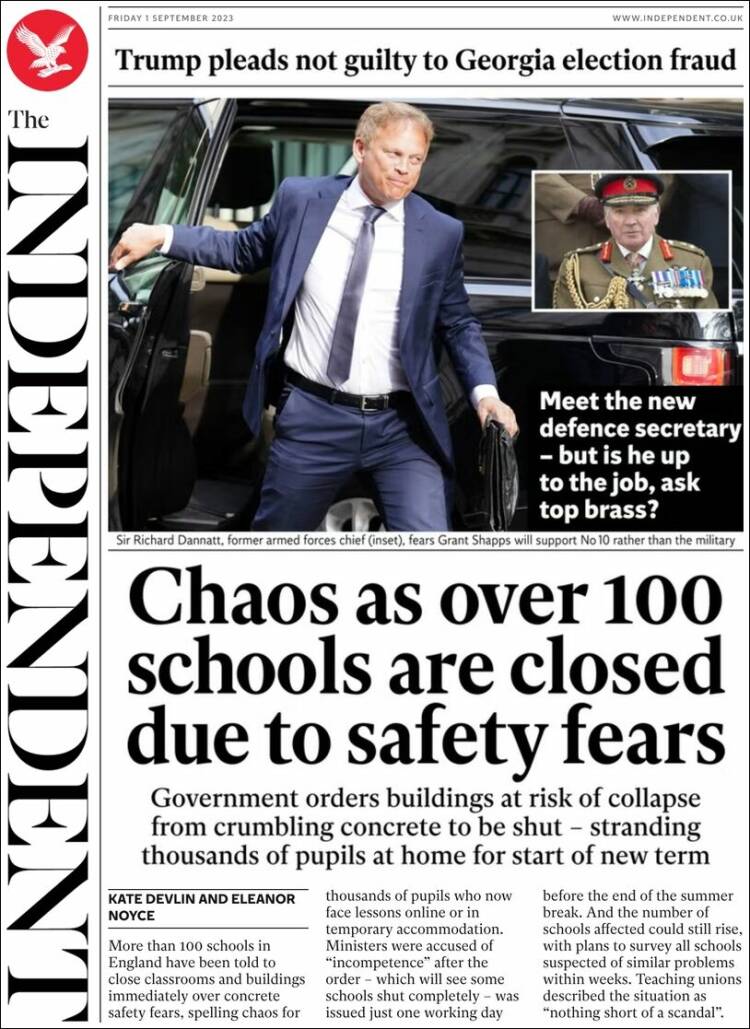 Portada de The Independent (Reino Unido)