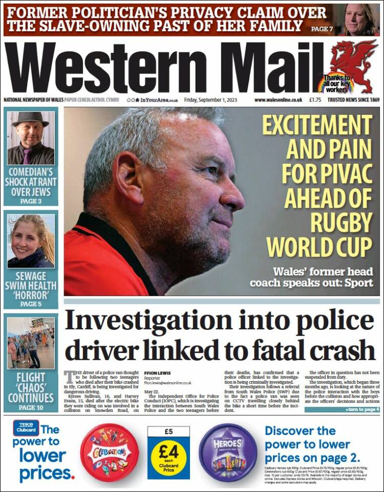 Portada de Western Mail (Reino Unido)