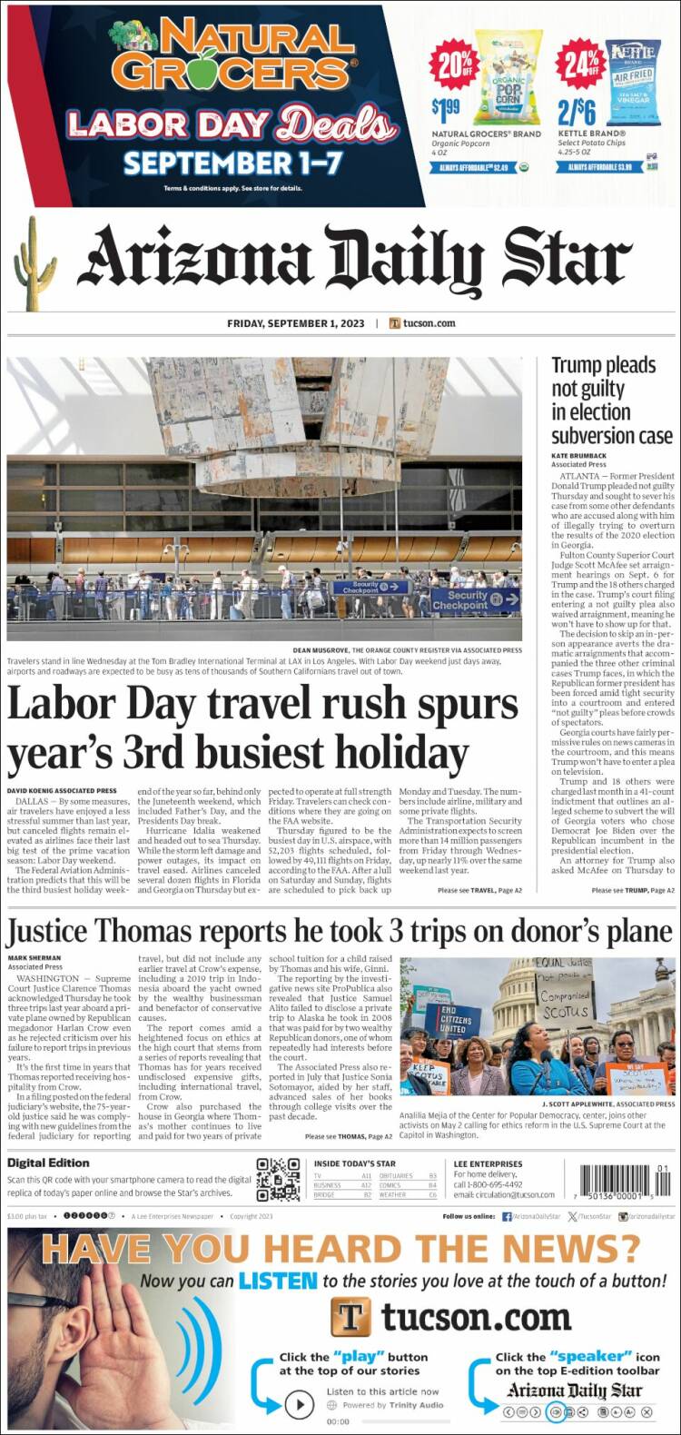 Portada de Arizona Daily Star (USA)