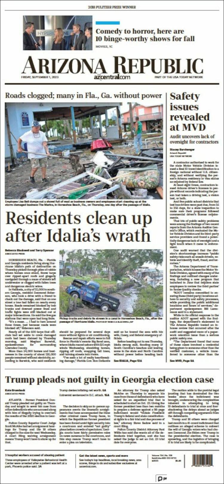 Portada de Arizona Republic News (USA)