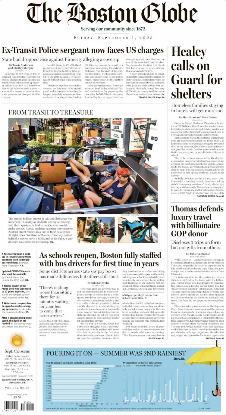 Portada de Boston Globe (USA)