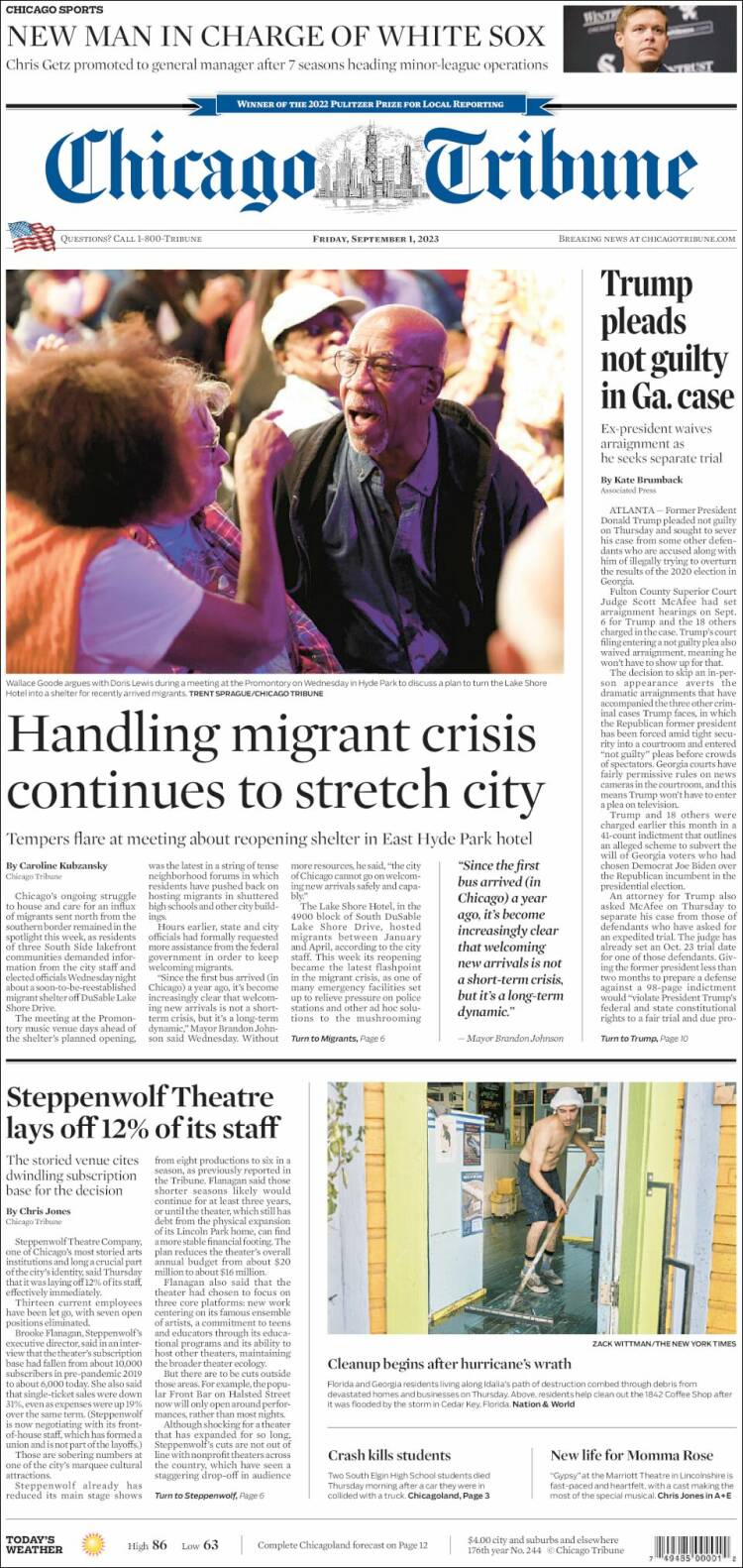 Portada de Chicago Tribune (USA)