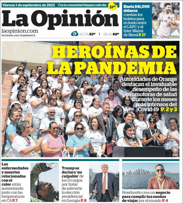 Portada de La Opinión (USA)