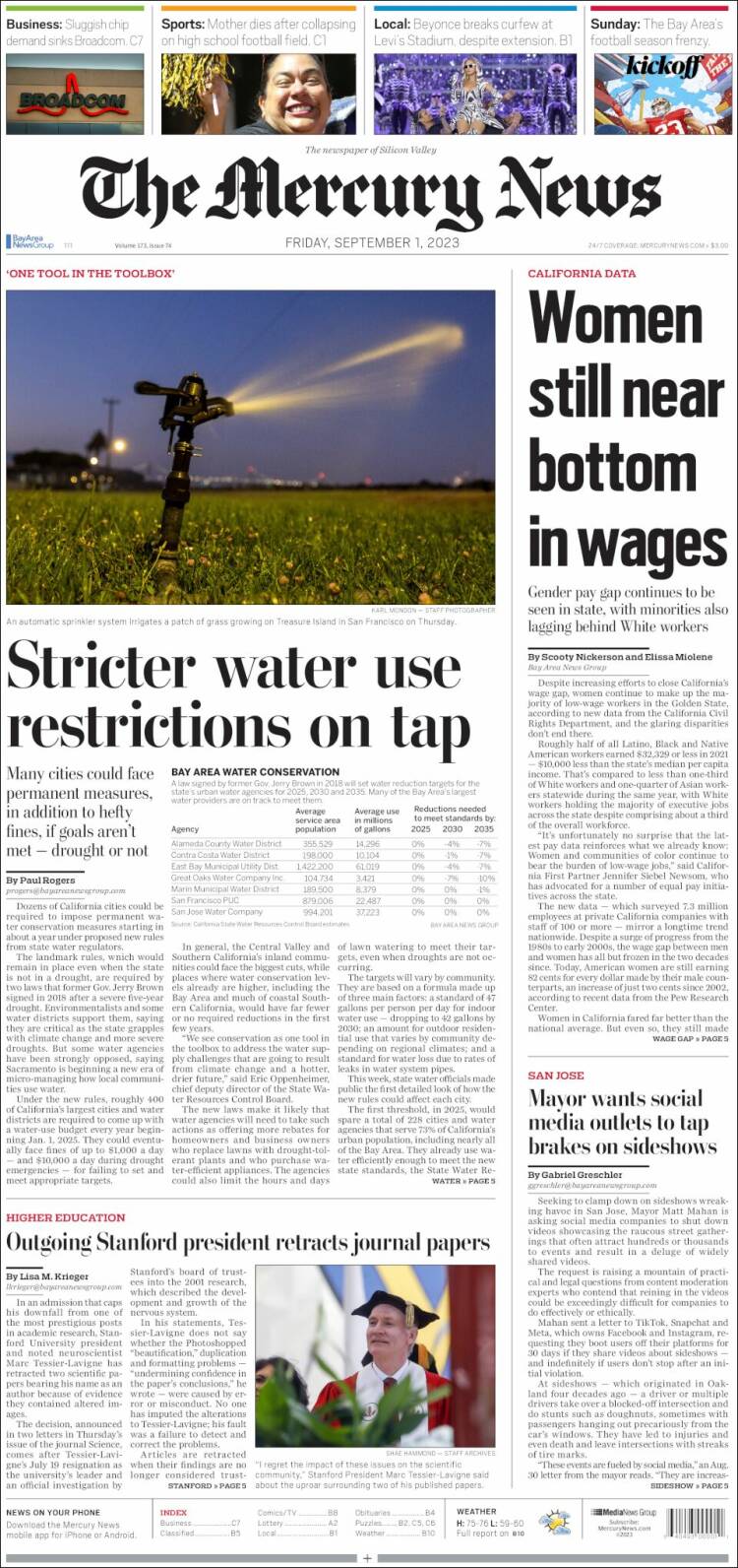 Portada de San Jose Mercury News (USA)