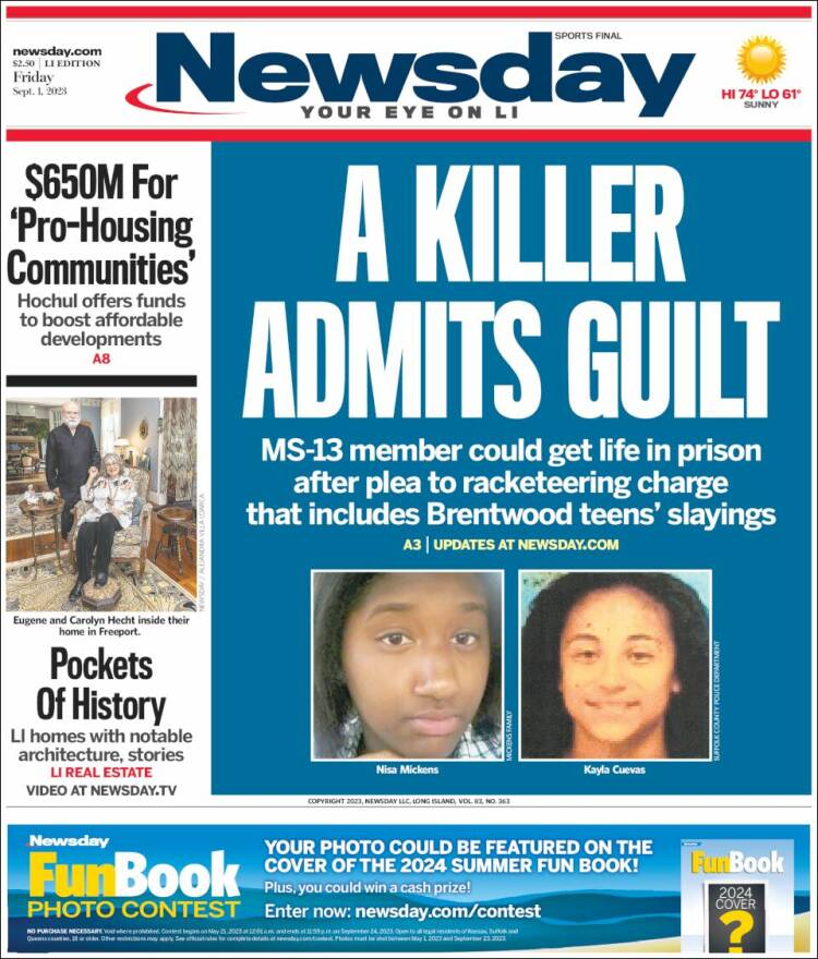 Portada de Newsday (USA)