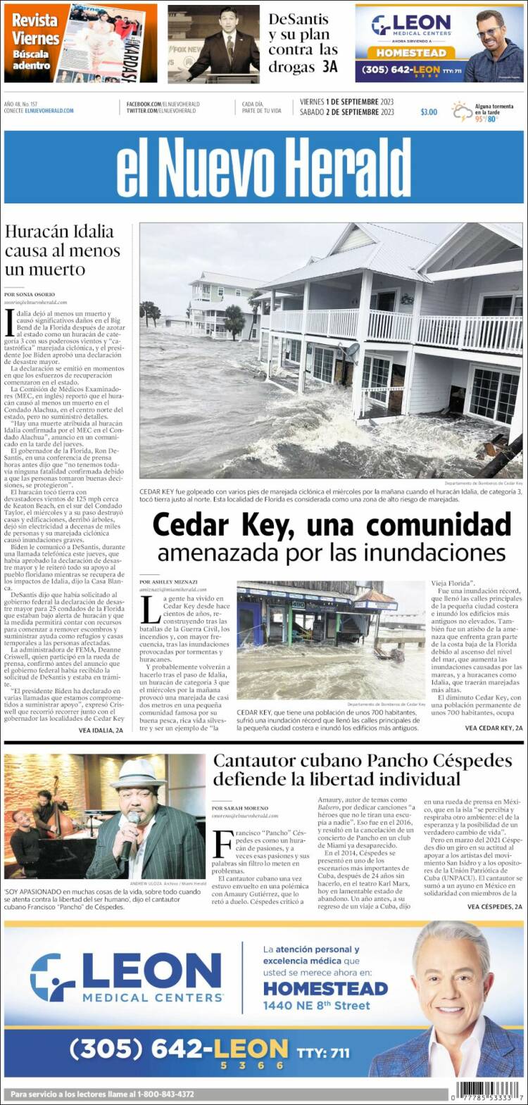 Portada de El Nuevo Herald (USA)