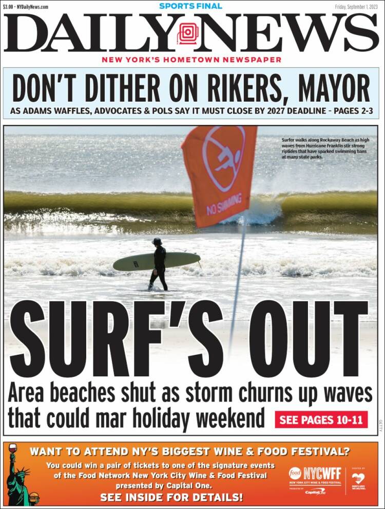 Portada de Daily News - New York (USA)