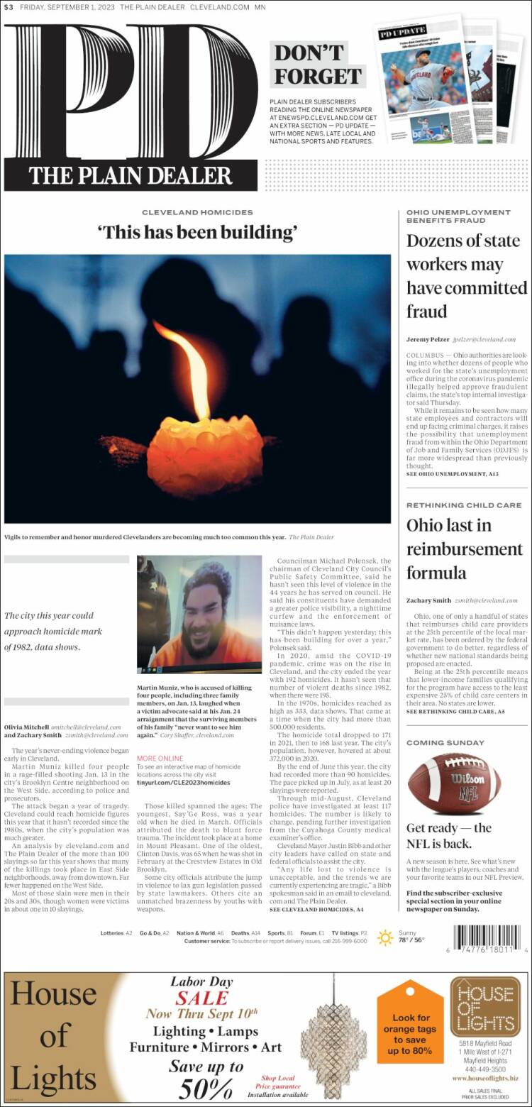 Portada de The Plain Dealer (USA)