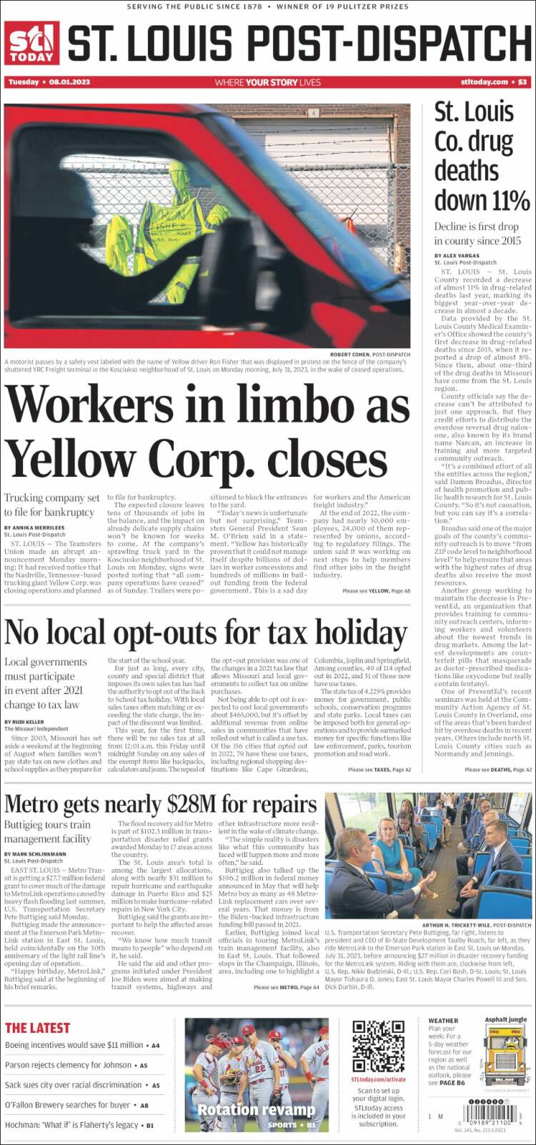 Portada de St. Louis Post-Dispatch (USA)